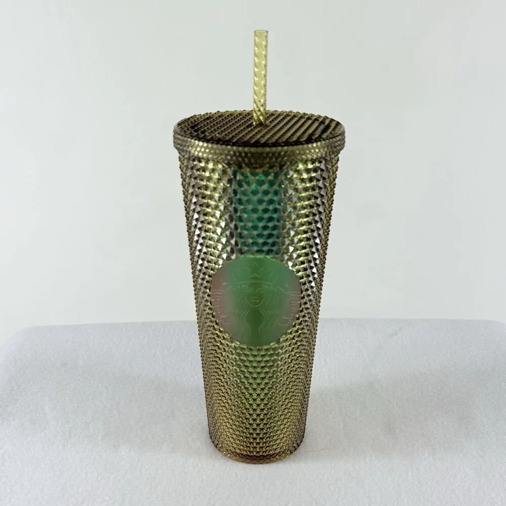 Starbucks Cold Cup‎ Tumbler Disneyland Gold Shimmer Studded Mermaid 24 Oz Venti